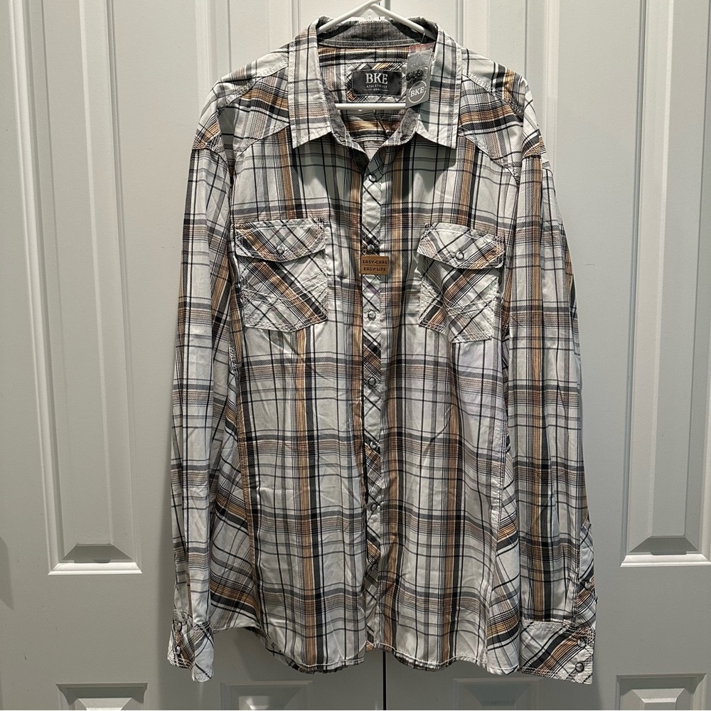 NEW NWT Buckle BKE Athletic Fit Pearl Snap Long Sleeve Dress Shirt XXXL 3XL
